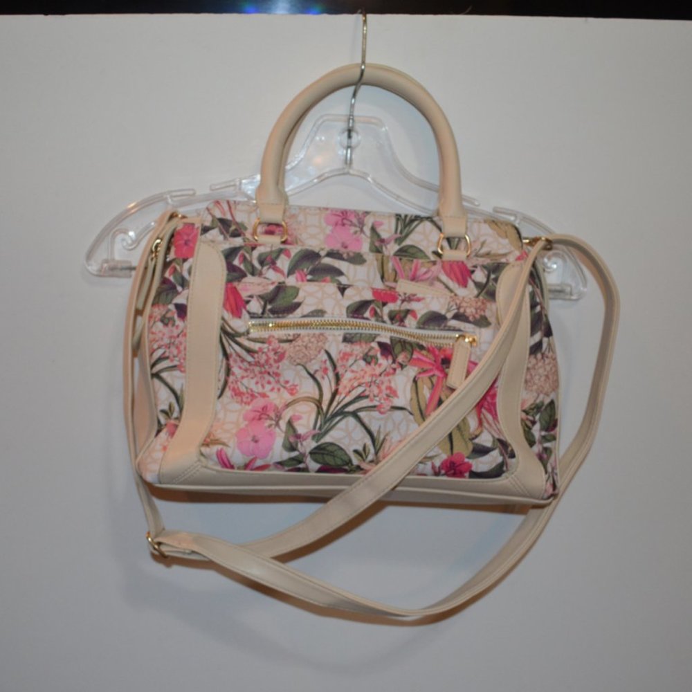 Unknown Floral Prints Pink-Cream-Green Hand-Shoulder Bag Zips Lady's Purse Midi